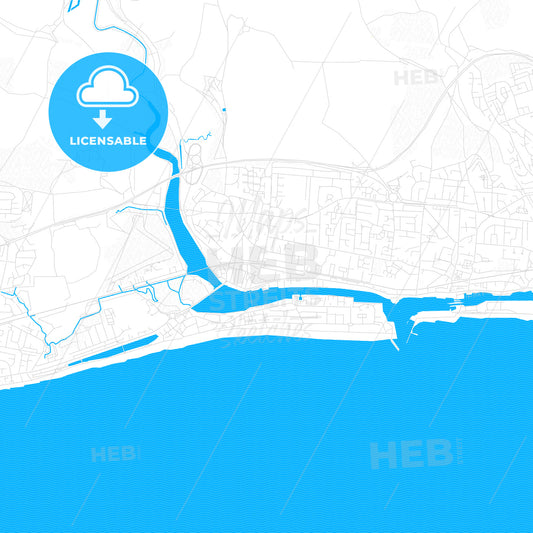Shoreham-by-Sea, England PDF vector map with water in focus