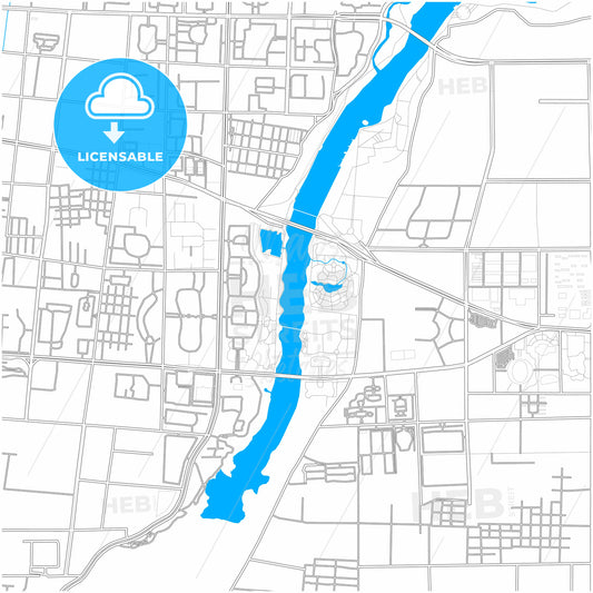 Shouguang, Shandong, China, city map with high quality roads.