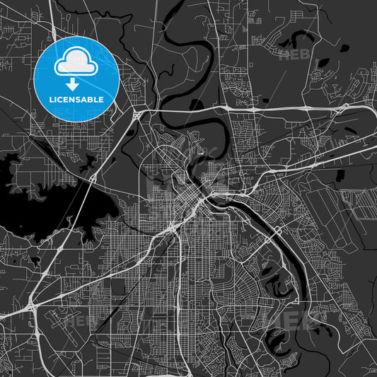 Shreveport, Louisiana - Area Map - Dark