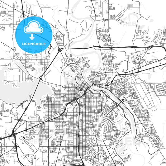 Shreveport, Louisiana - Area Map - Light