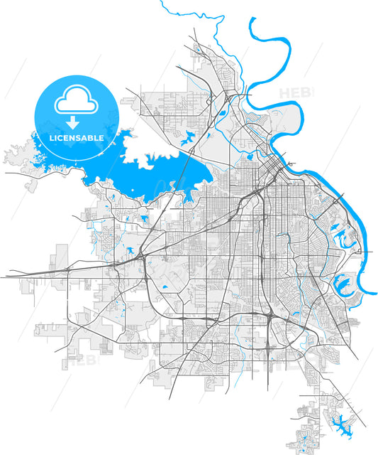 Shreveport, Louisiana, United States, high quality vector map