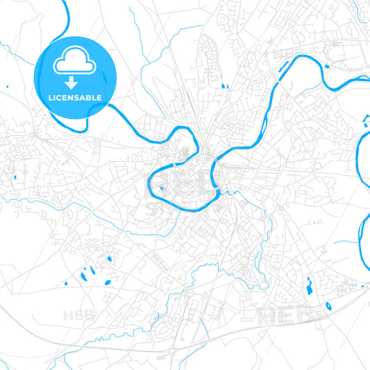 Shrewsbury, England bright two-toned vector map