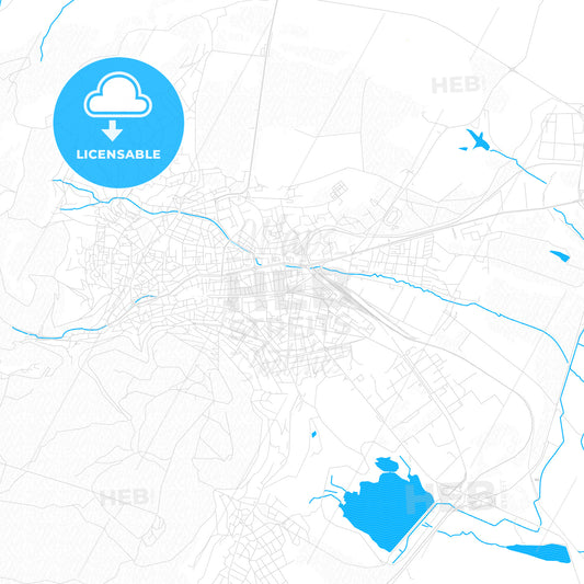 Shumen, Bulgaria PDF vector map with water in focus