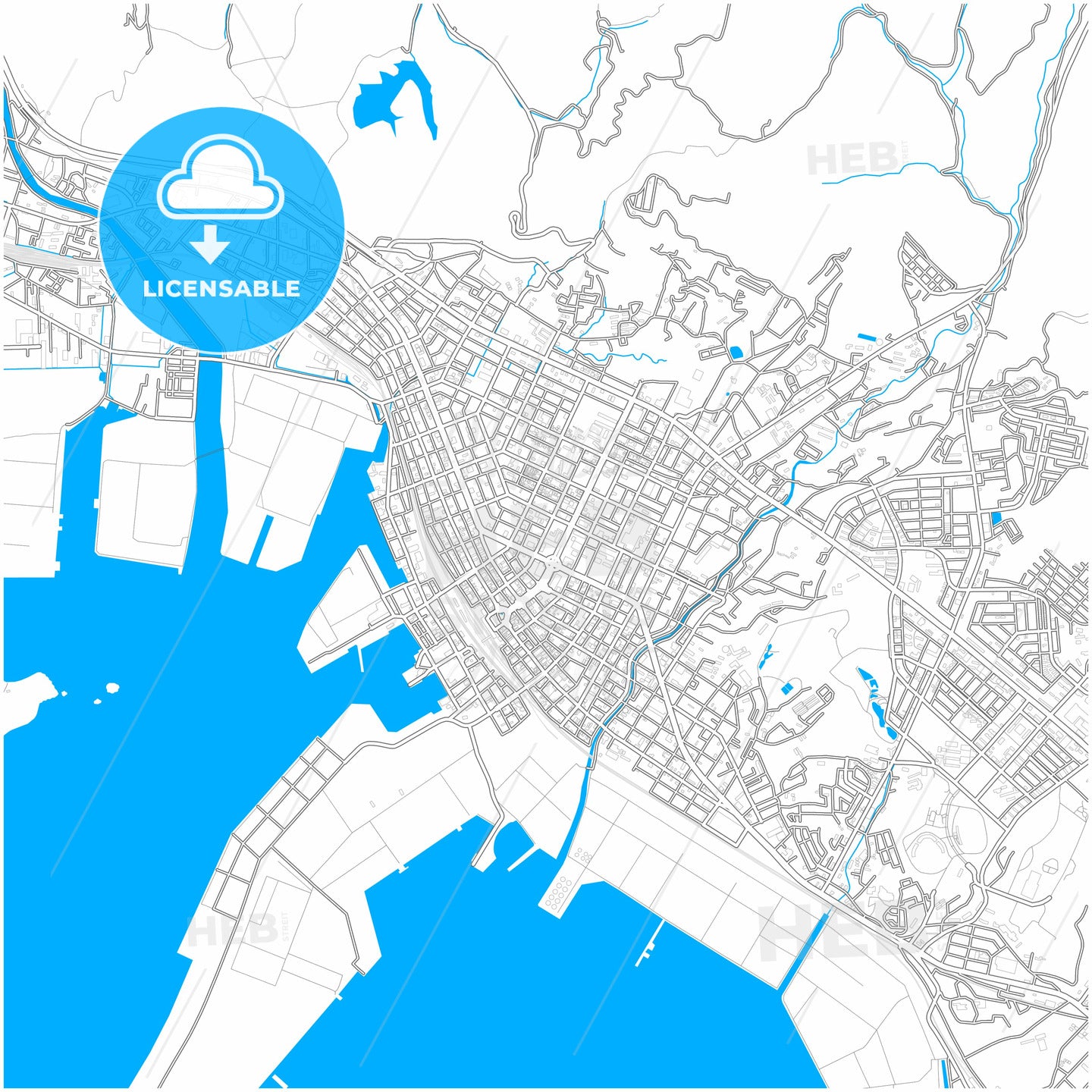 Shūnan, Yamaguchi, Japan, city map with high quality roads.