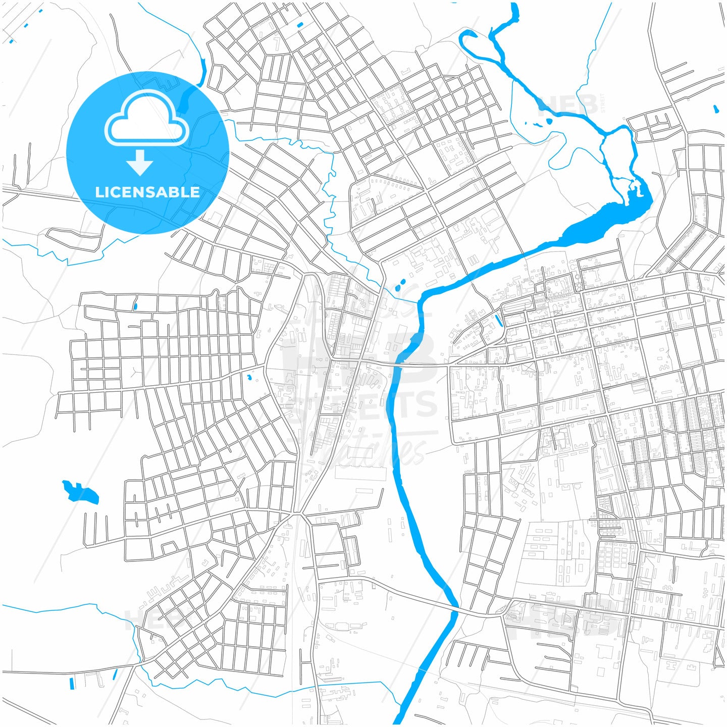 Shuya, Ivanovo Oblast, Russia, city map with high quality roads.