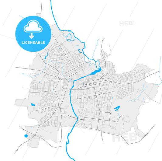 Shuya, Ivanovo Oblast, Russia, high quality vector map