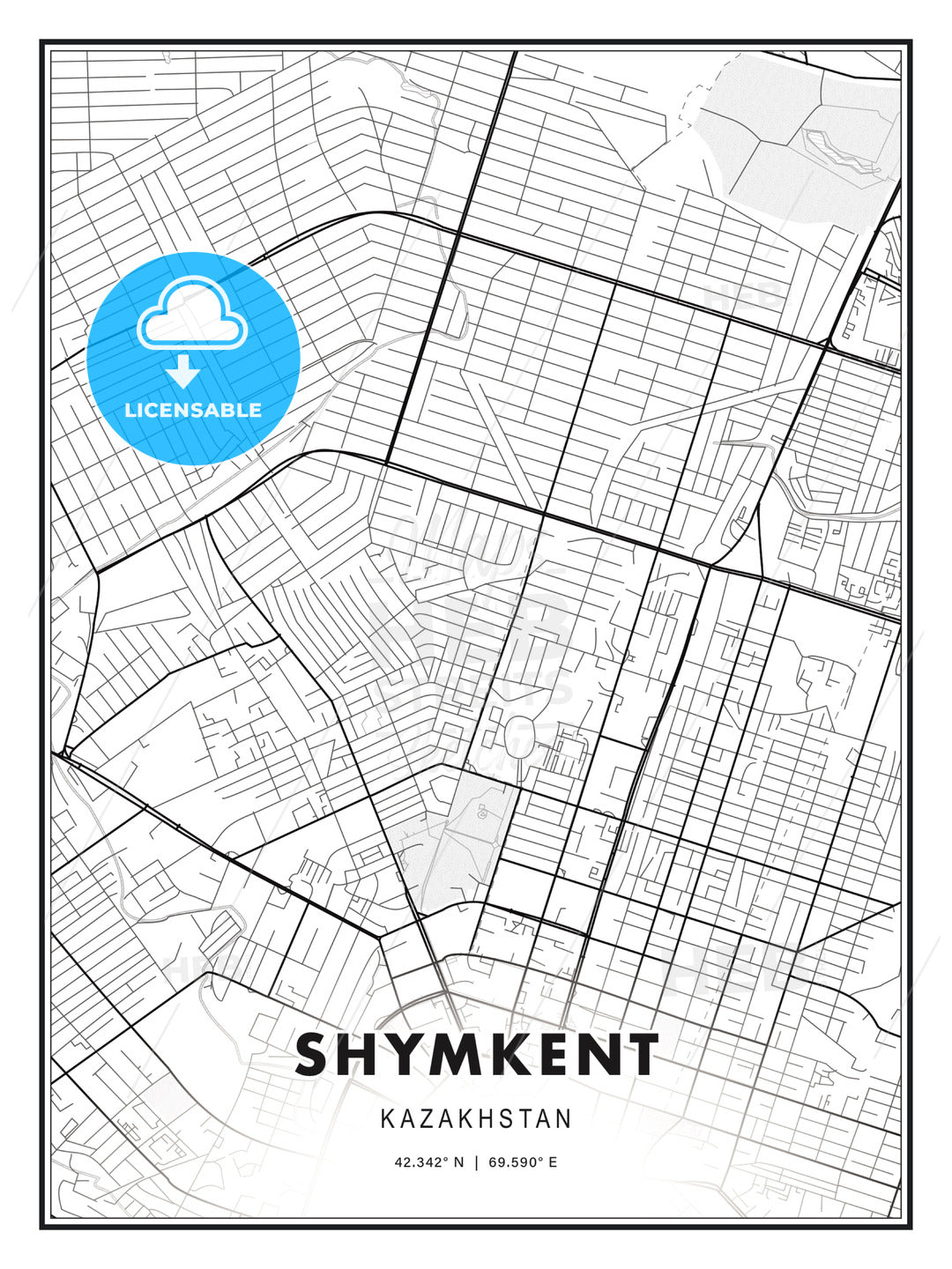 Shymkent, Kazakhstan, Modern Print Template in Various Formats - HEBSTREITS Sketches