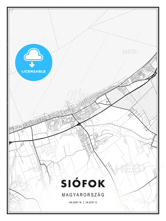 Siófok, Hungary, Modern Print Template in Various Formats - HEBSTREITS Sketches