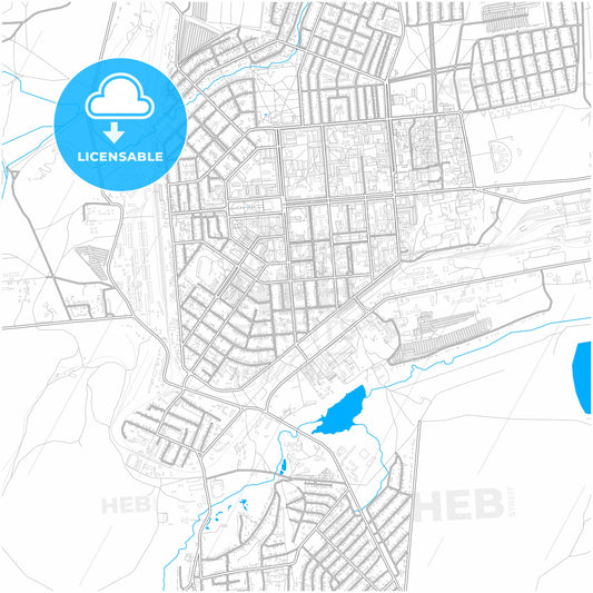 Sibay, Republic of Bashkortostan, Russia, city map with high quality roads.