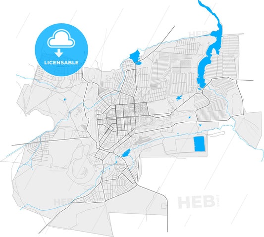 Sibay, Republic of Bashkortostan, Russia, high quality vector map