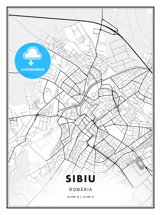 Sibiu, Romania, Modern Print Template in Various Formats - HEBSTREITS Sketches