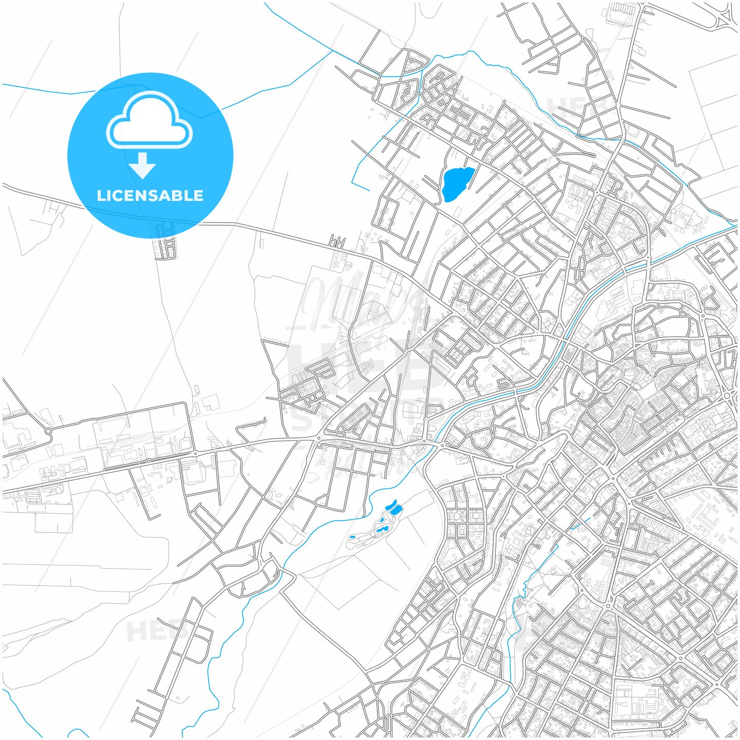 Sibiu, Sibiu, Romania, city map with high quality roads.