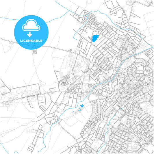 Sibiu, Sibiu, Romania, city map with high quality roads.