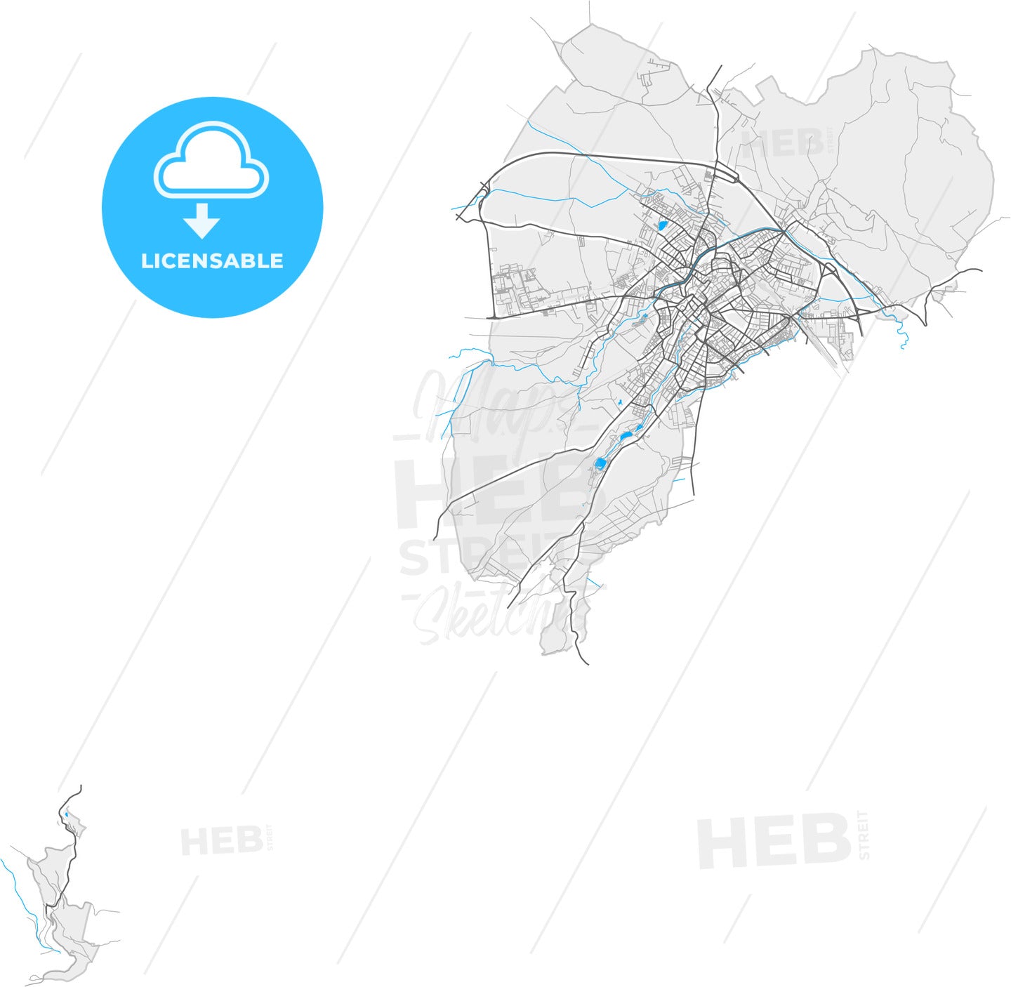 Sibiu, Sibiu, Romania, high quality vector map