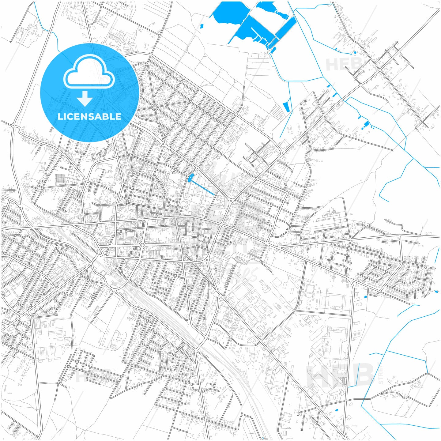 Siedlce, Masovian, Poland, city map with high quality roads.