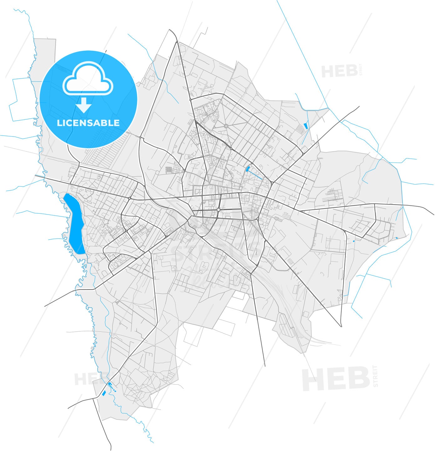 Siedlce, Masovian, Poland, high quality vector map