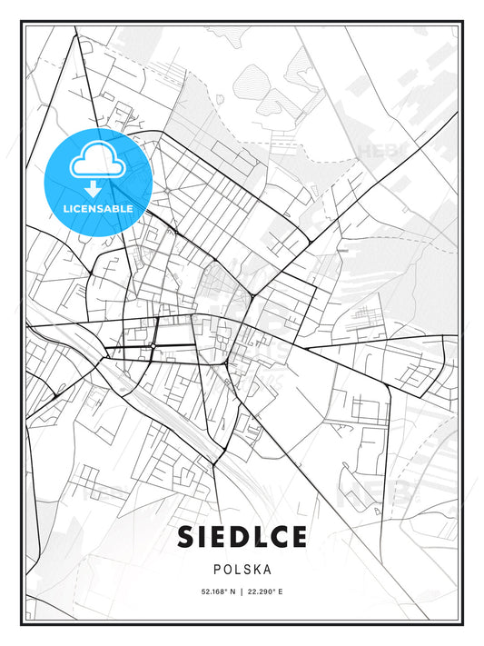 Siedlce, Poland, Modern Print Template in Various Formats - HEBSTREITS Sketches