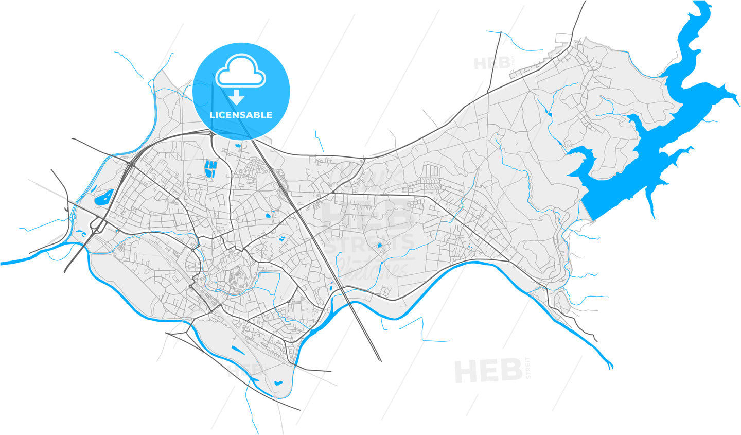 Siegburg, North Rhine-Westphalia, Germany, high quality vector map