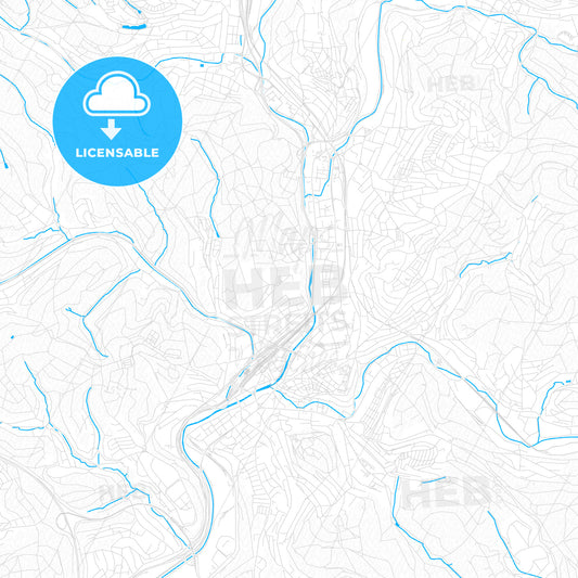 Siegen, Germany PDF vector map with water in focus