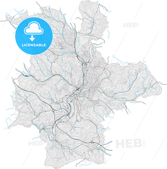Siegen, North Rhine-Westphalia, Germany, high quality vector map