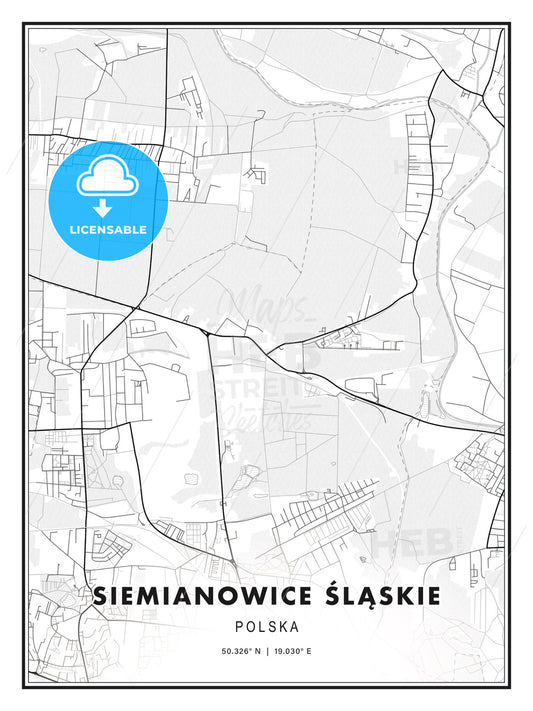 Siemianowice Śląskie, Poland, Modern Print Template in Various Formats - HEBSTREITS Sketches
