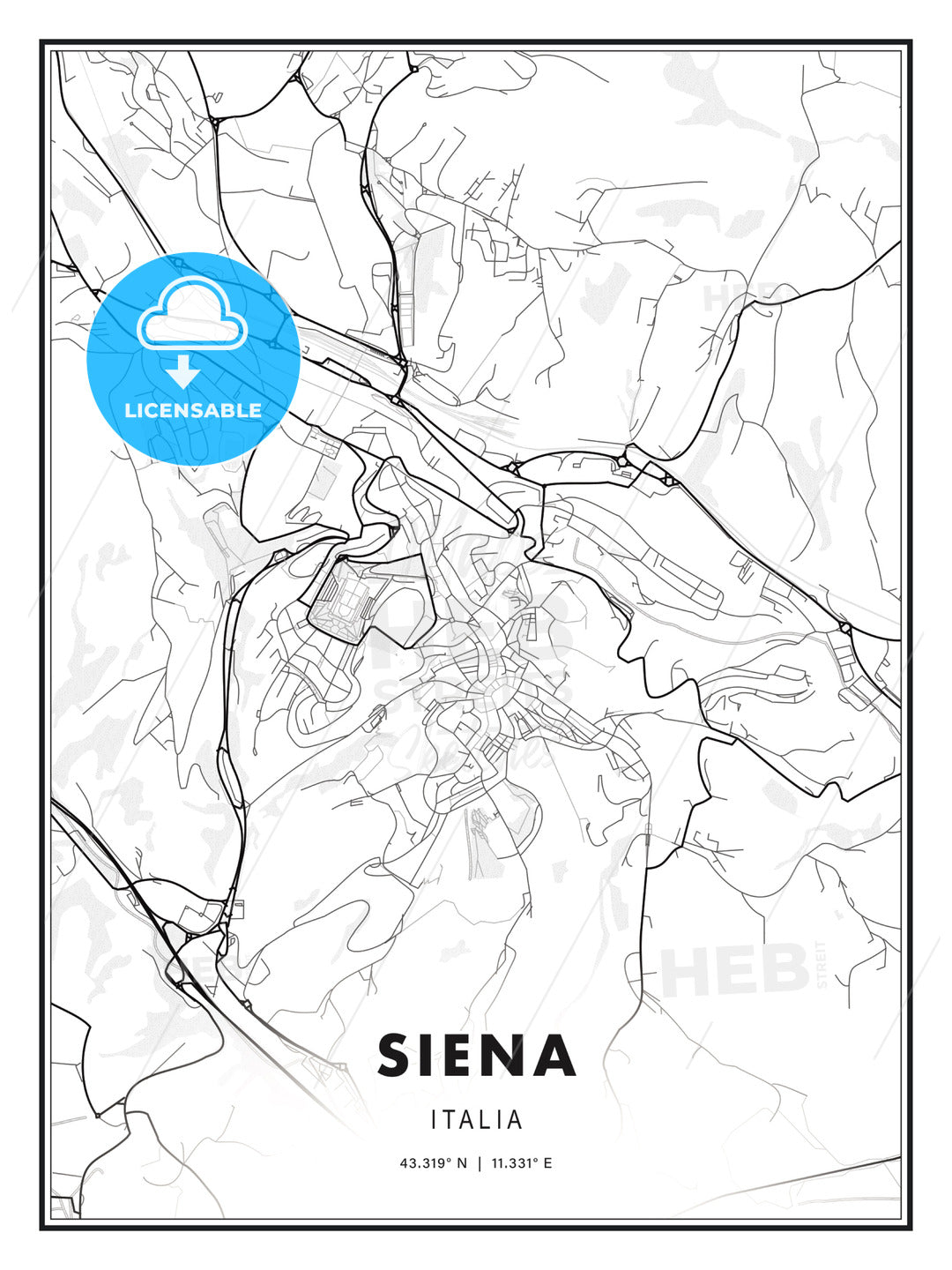 Siena, Italy, Modern Print Template in Various Formats - HEBSTREITS Sketches