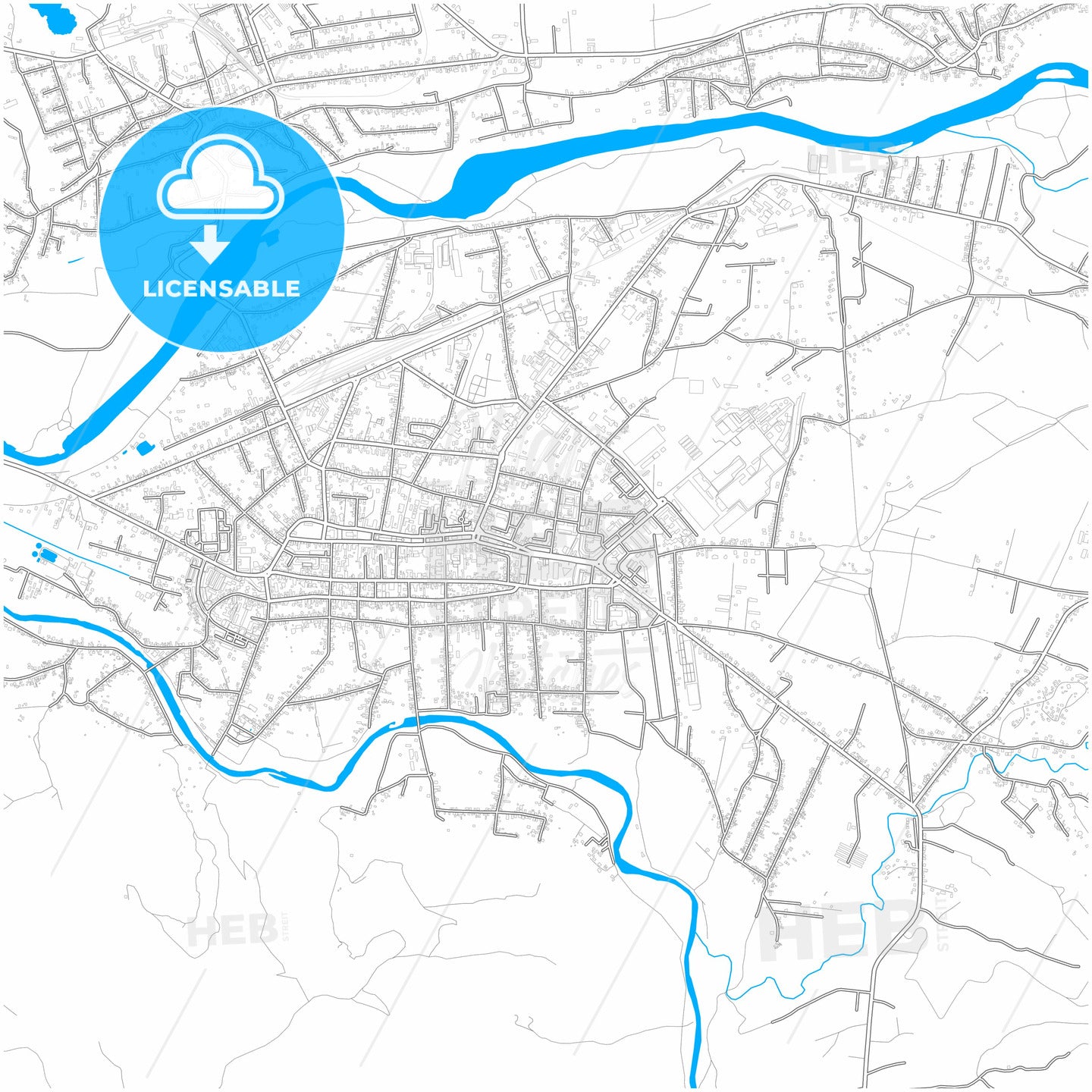 Sighetu Marmației, Maramureș, Romania, city map with high quality roads.