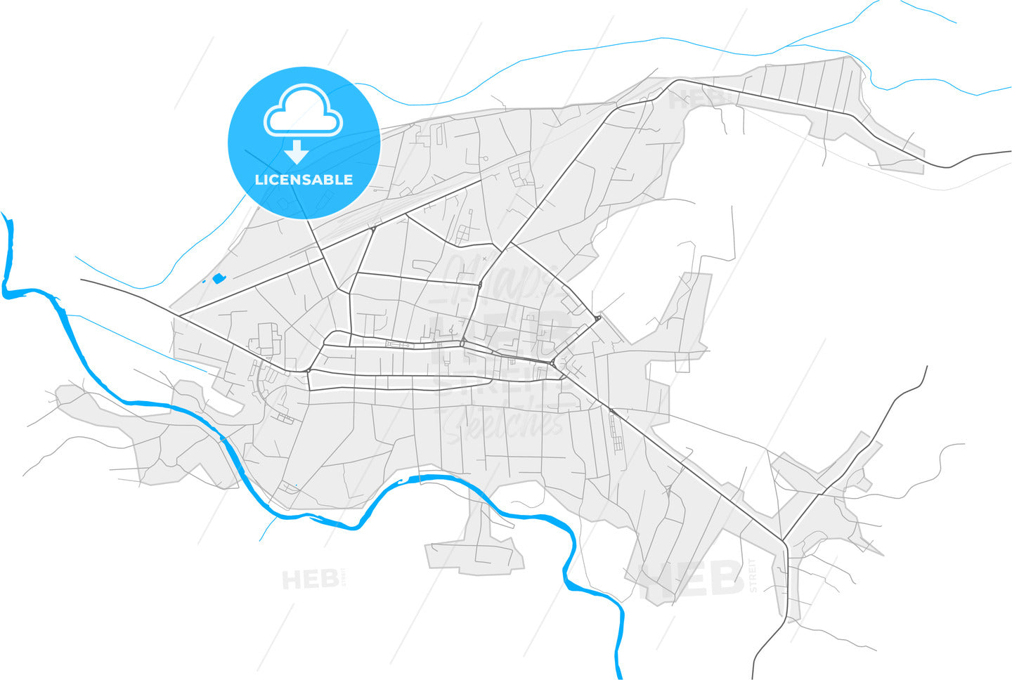 Sighetu Marmației, Maramureș, Romania, high quality vector map