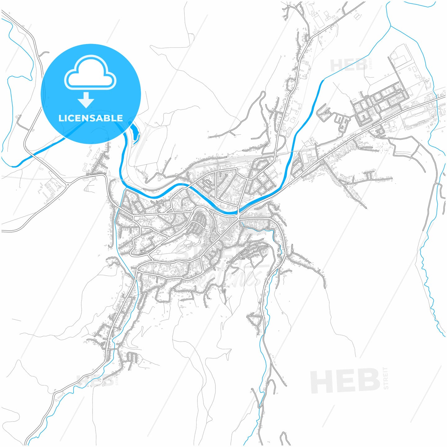 Sighișoara, Mureș, Romania, city map with high quality roads.