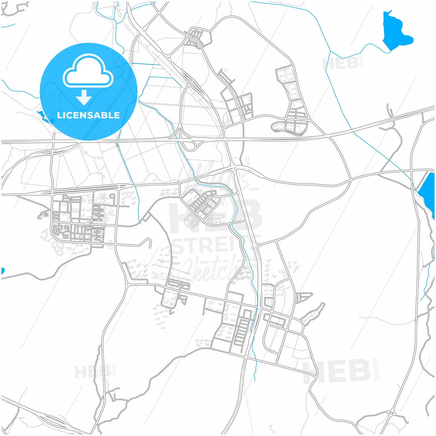 Siheung, Gyeonggi, South Korea, city map with high quality roads.