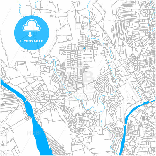 Siliguri, West Bengal, India, city map with high quality roads.
