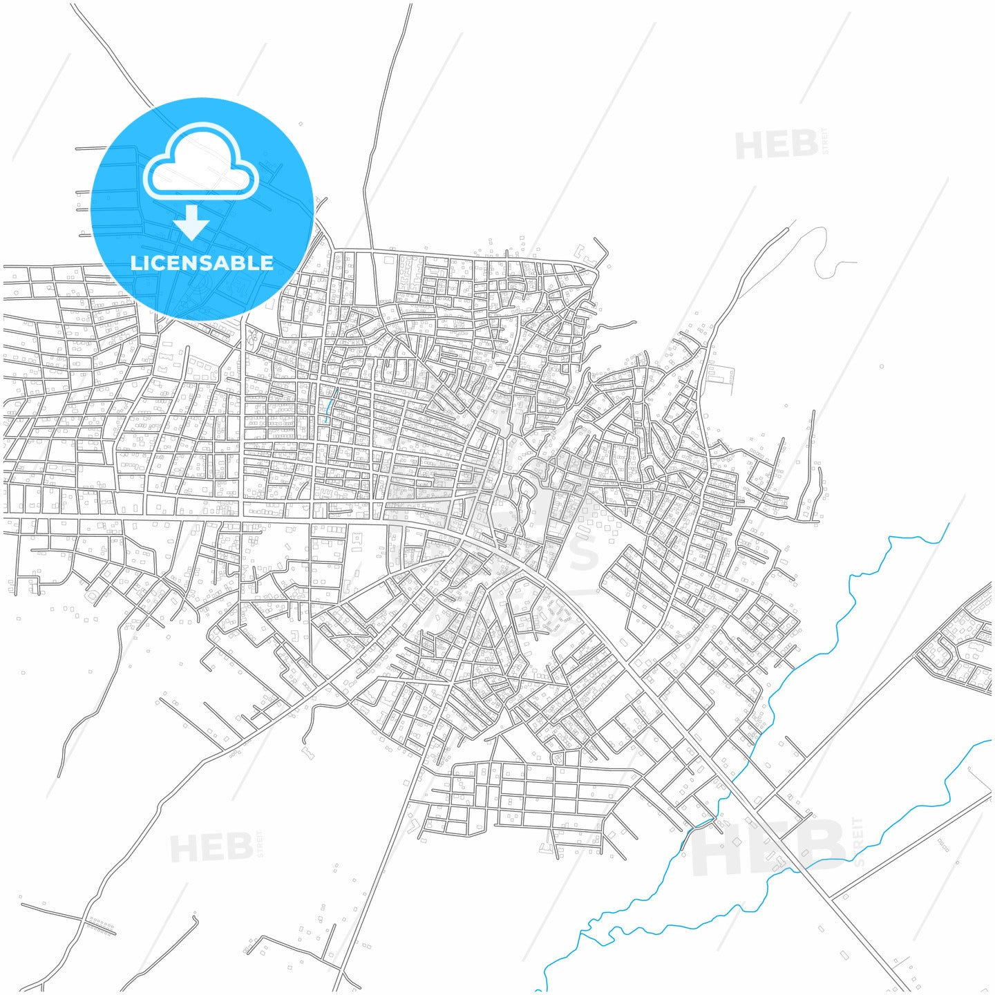 Silopi, Şırnak, Turkey, city map with high quality roads.