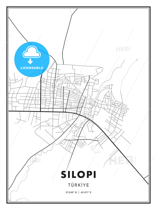 Silopi, Turkey, Modern Print Template in Various Formats - HEBSTREITS Sketches
