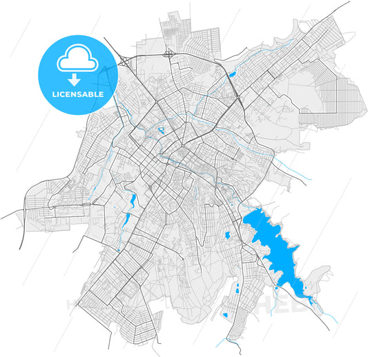 Simferopol, Crimea, Ukraine, high quality vector map