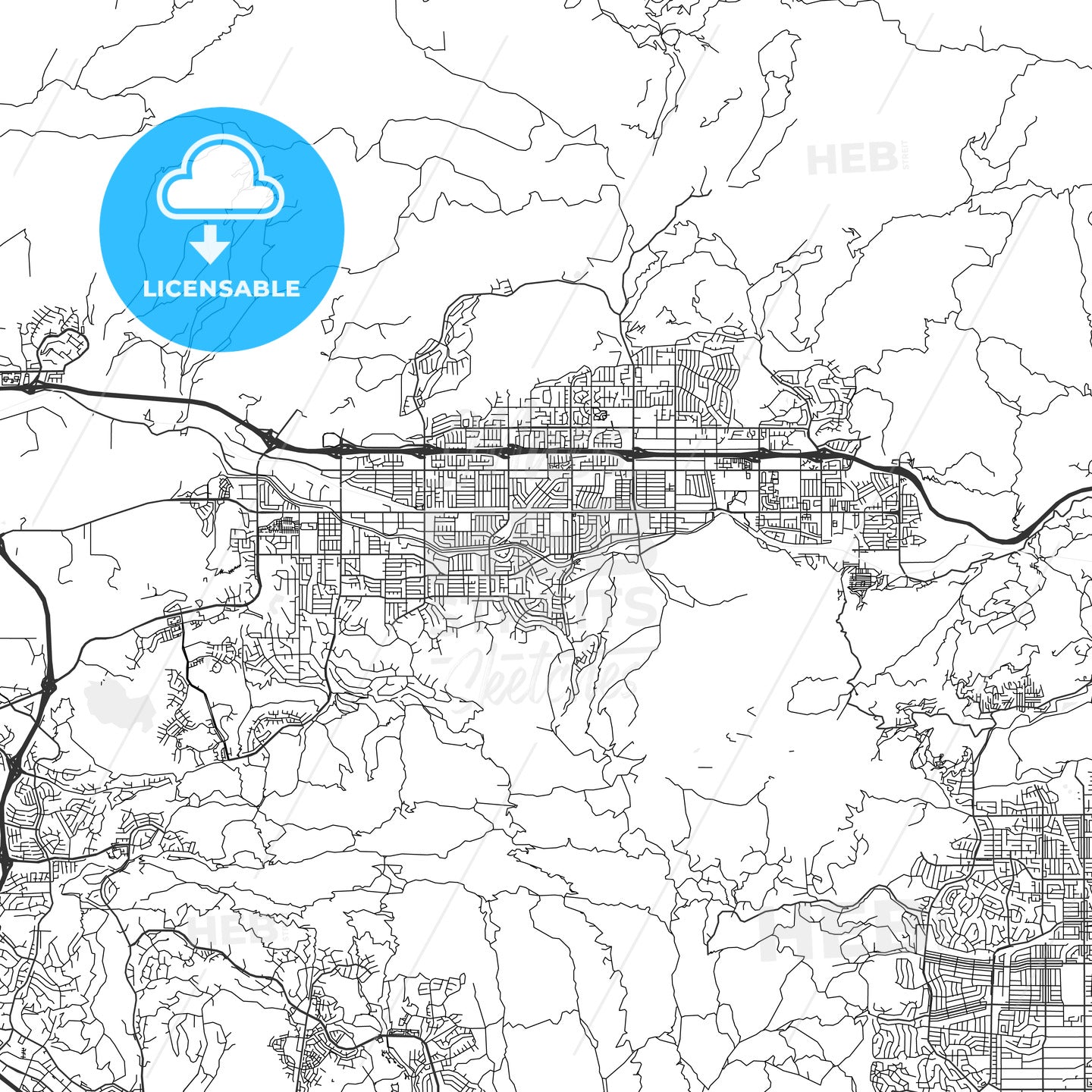 Simi Valley, California - Area Map - Light - HEBSTREITS