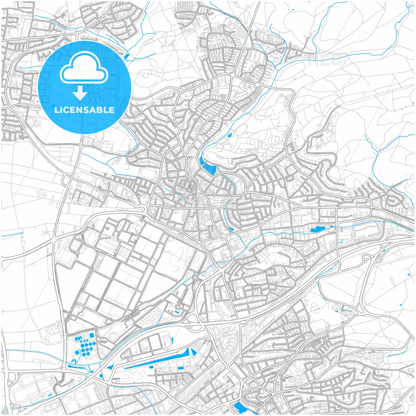 Sindelfingen, Baden-Wuerttemberg, Germany, city map with high quality roads.