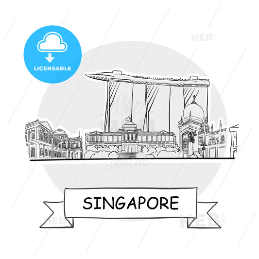 Singapore Cityscape Vector Sign – instant download
