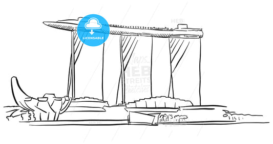 Singapore Marina Bay Outline Sketch – instant download