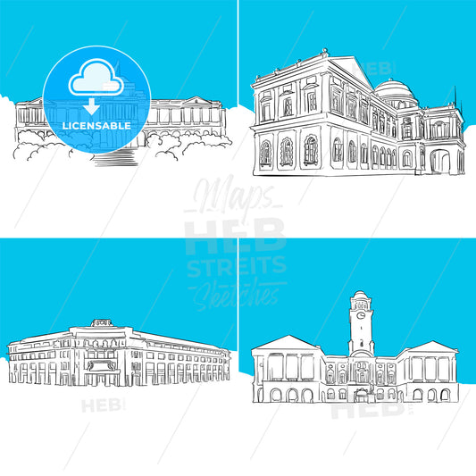 Singapore Public Landmark Vector Sketches – instant download