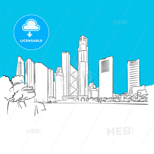 Singapore Republic Plaza Vector Sketch – instant download