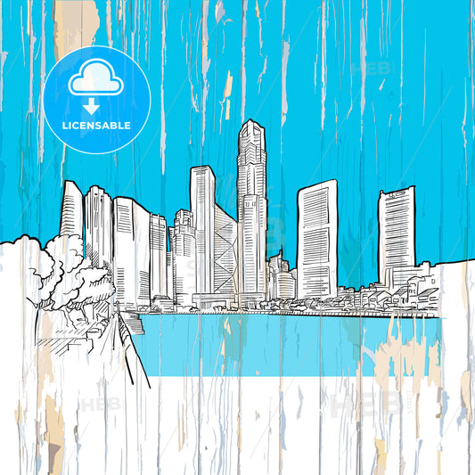 Singapore drawing on wood – instant download