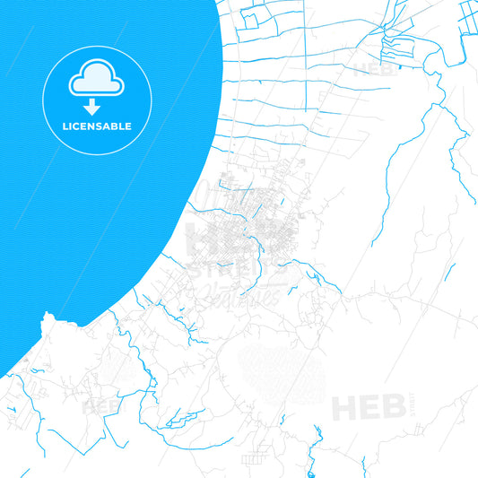 Singkawang, Indonesia PDF vector map with water in focus