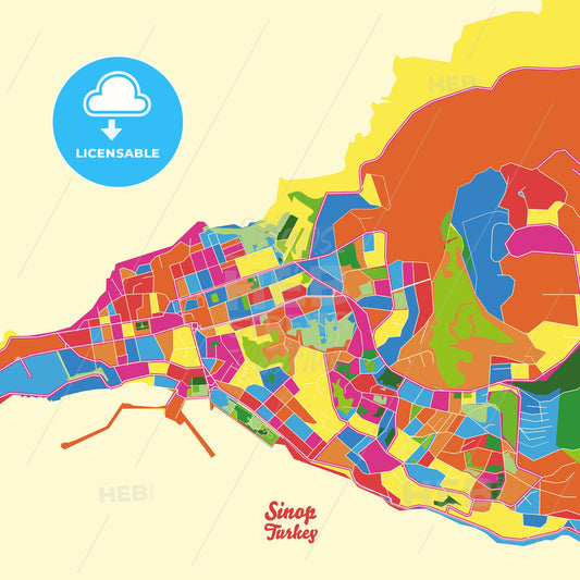 Sinop, Turkey Crazy Colorful Street Map Poster Template - HEBSTREITS Sketches