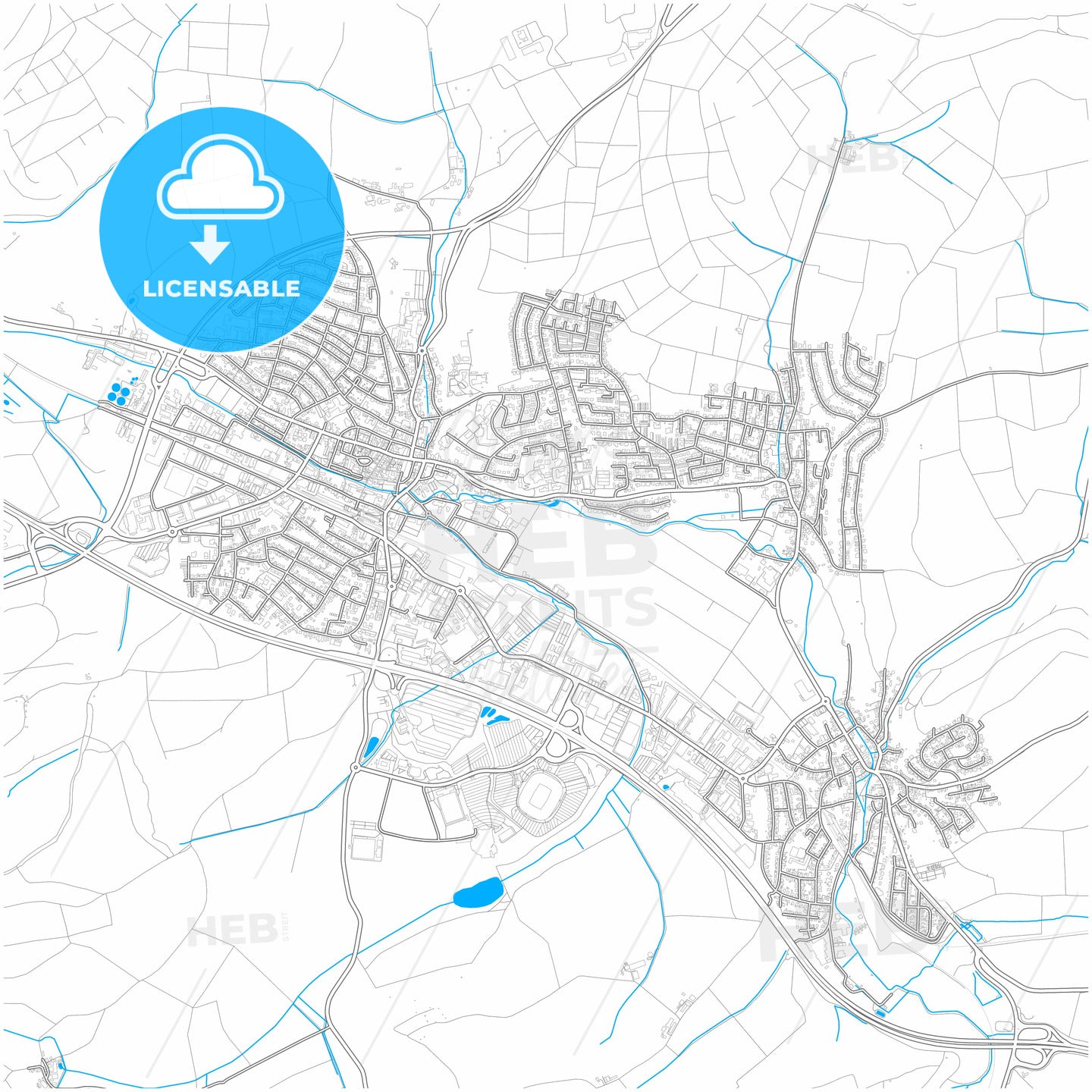 Sinsheim, Baden-Wuerttemberg, Germany, city map with high quality roads.