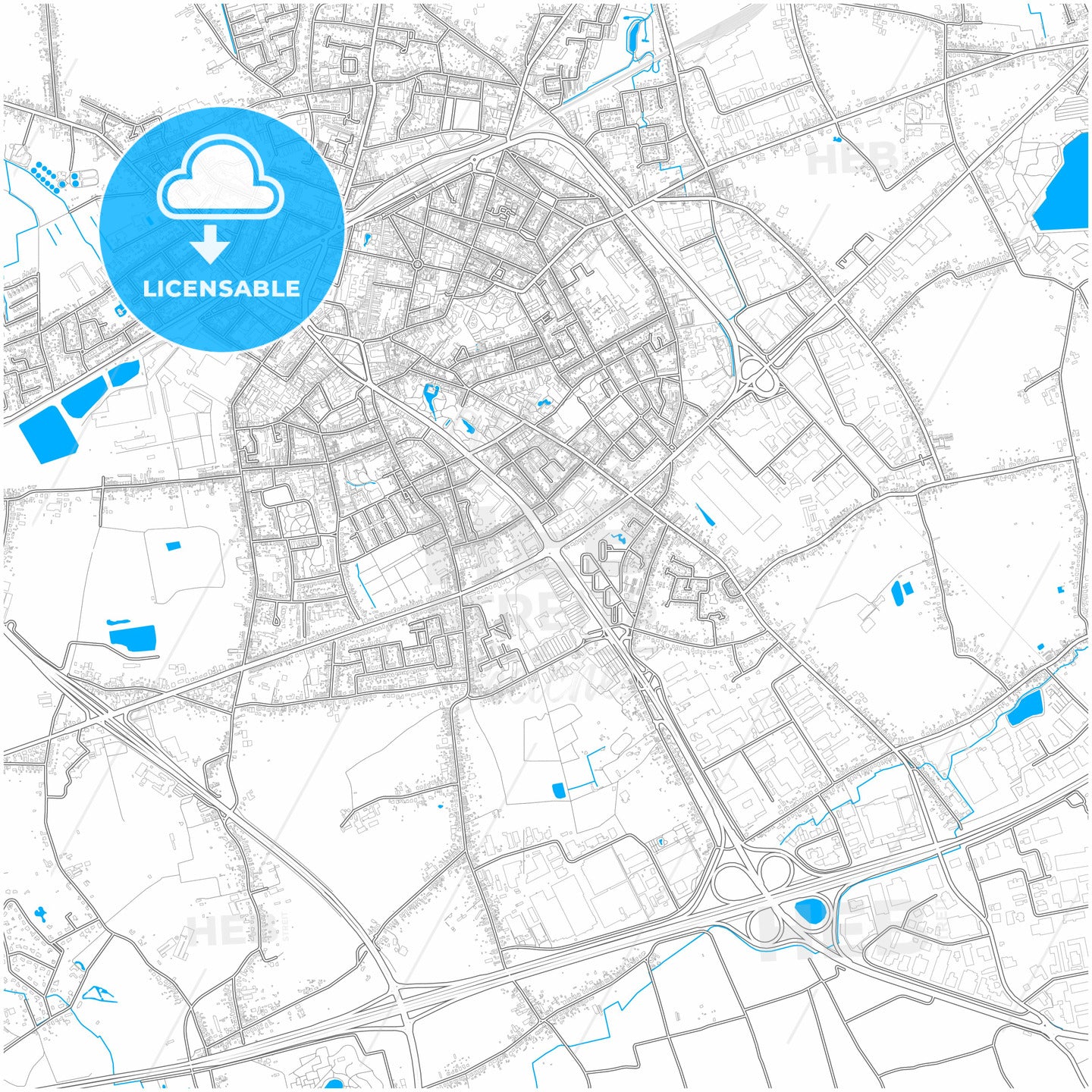 Sint-Niklaas, East Flanders, Belgium, city map with high quality roads.