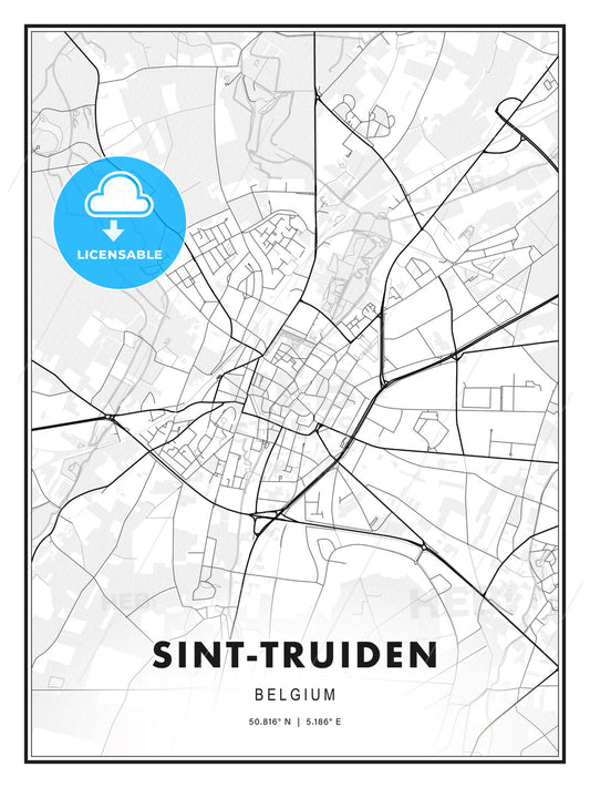 Sint-Truiden, Belgium, Modern Print Template in Various Formats - HEBSTREITS Sketches