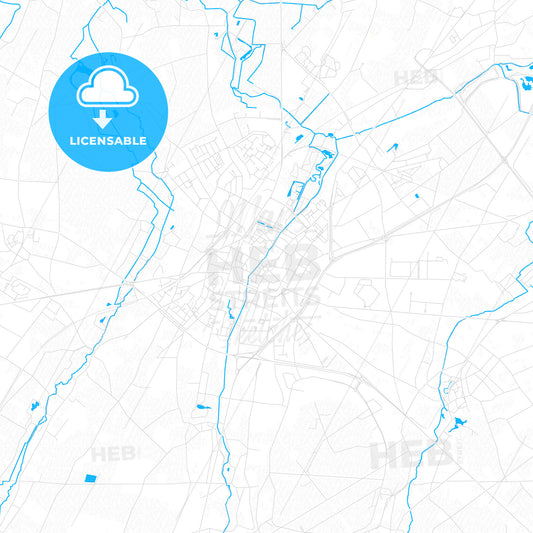 Sint-Truiden, Belgium PDF vector map with water in focus