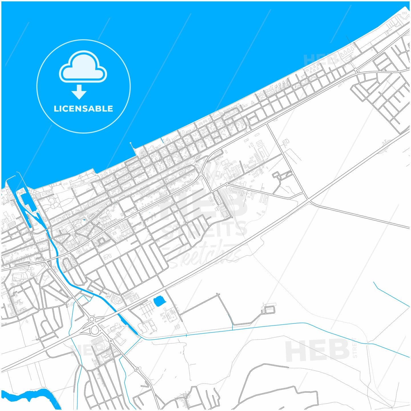 Siófok, Somogy, Hungary, city map with high quality roads.