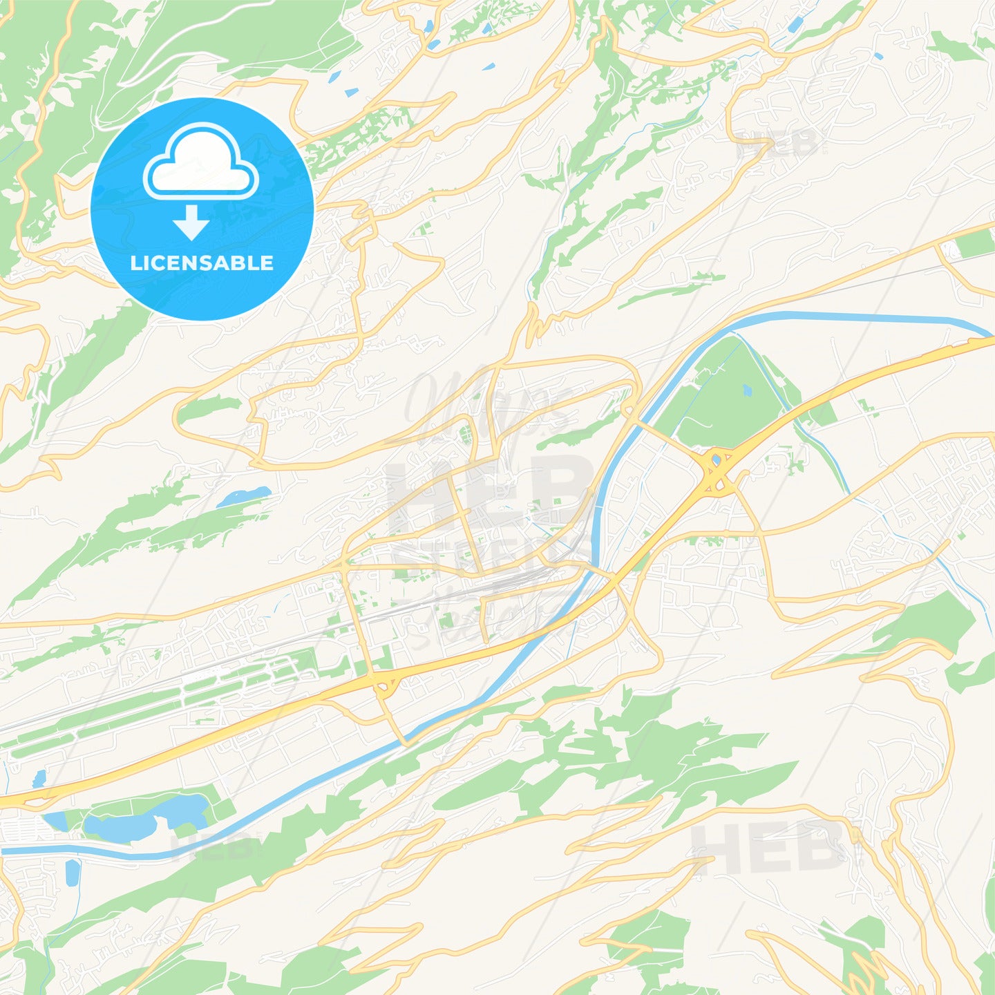 Sion, Switzerland Vector Map - Classic Colors