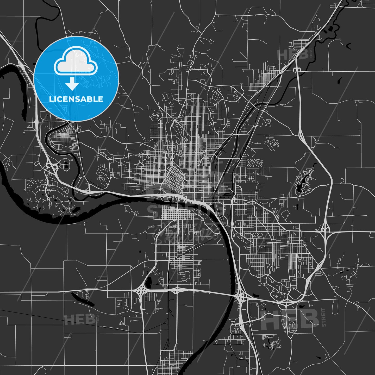 Sioux City, Iowa - Area Map - Dark